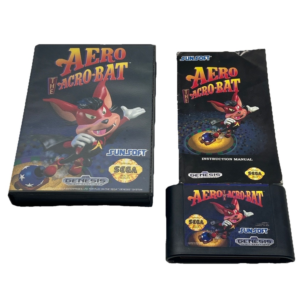 Aero the Acrobat (Sega Genesis, 1993) CIB Complete in Box w/ Manual, Tested!